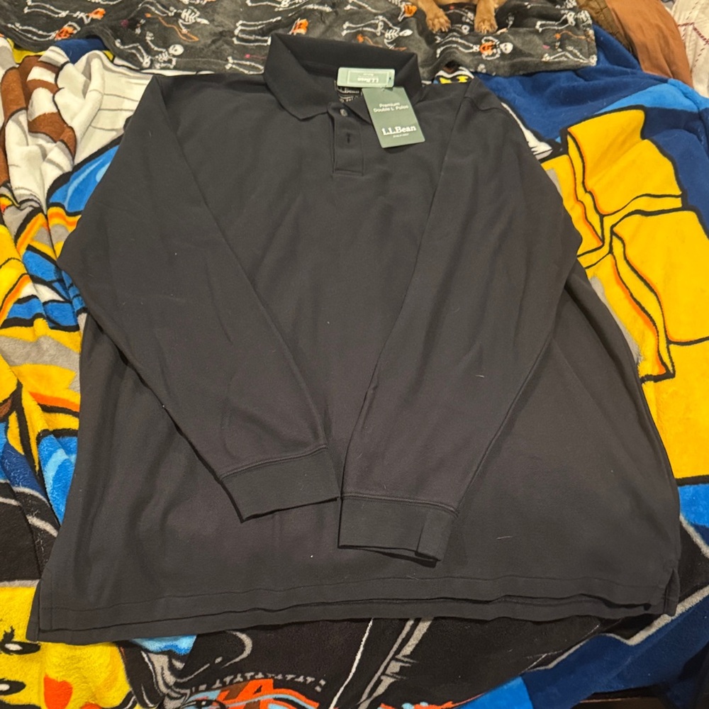 L.L. Bean Classic Black Long Sleeve Polo